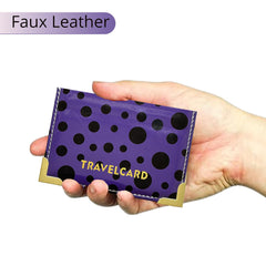 Lizzy PU Leather Travel Card   Plain & Polka Dot Unisex Credit Card ID Card Bus & Rail Pass Bank Oyster Pocket Wallet Case Holders (Purple)