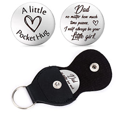 cobee Pocket Hug Token, Encouragement Long Distance Relationship Keepsake Stainless Stell Double Sided Inspirational Pocket Hug Token Gift with Leather Keychains for Family, Friends, Lovers(Style-H)