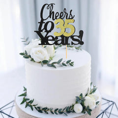 Sumerk Cheers to 35 Years Cake Toppers 35th Birthday Cake Topper Wedding Anniversary Party Decorations Supplies - 1 Pack