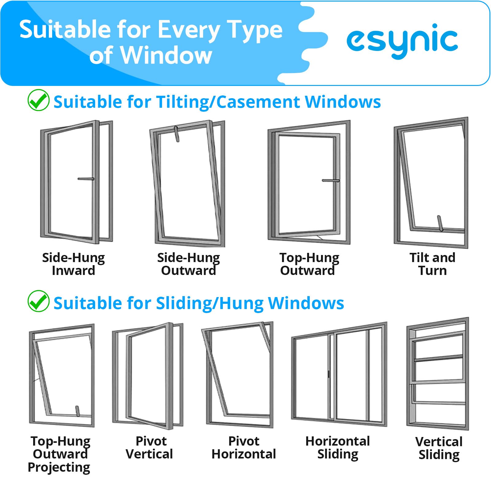 eSynic 8PCS Window Restrictor UPVC Locks for Baby Security Window Locks for Child Baby Safety Window Locks for upvc Windows with Screws Keys