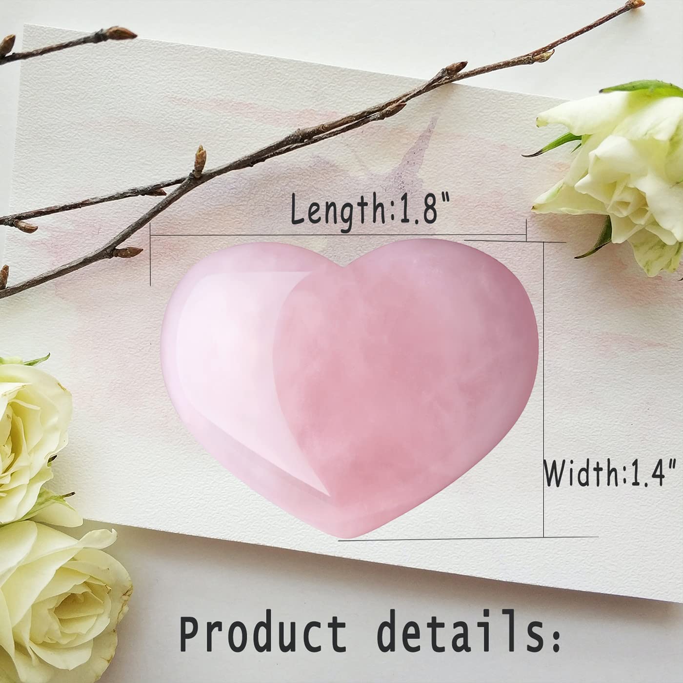 XIANNVXI 45mm 1.8 inches Rose Quartz Crystal Heart Stone,Natural Rose Quartz Gemstone Polished Pink Quartz Crystal,Reiki Rose Quartz Crystal Gifts for Women