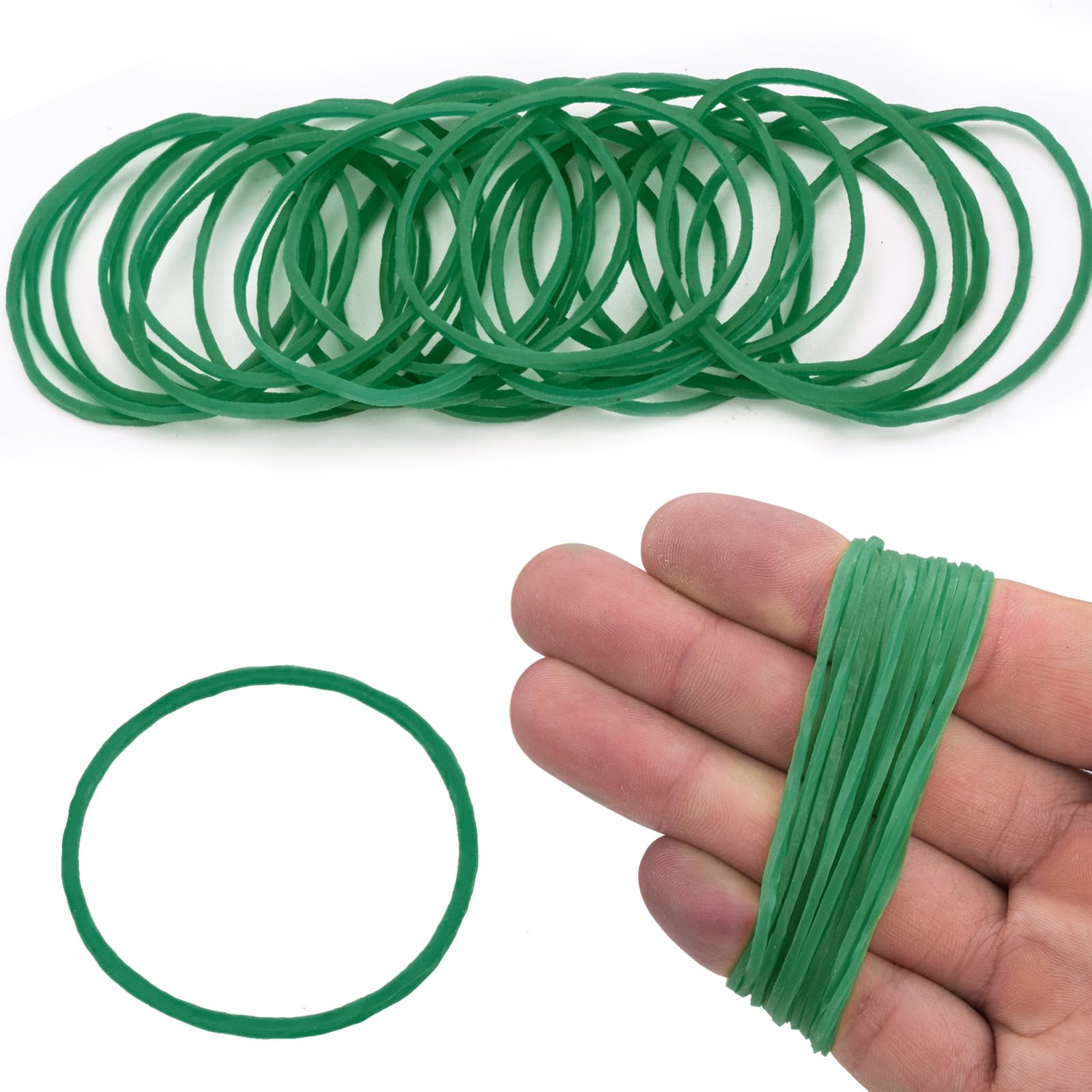 Rubber Bands Green Rubber Elastic Bands 200PcsThick Natural Rubber Bands Heavy Duty Strong Elastic Bands for Tie Dye, Hair Home, Pens, Crab,Catapults, Bills, Bank Paper, Office Supplies(38mm)