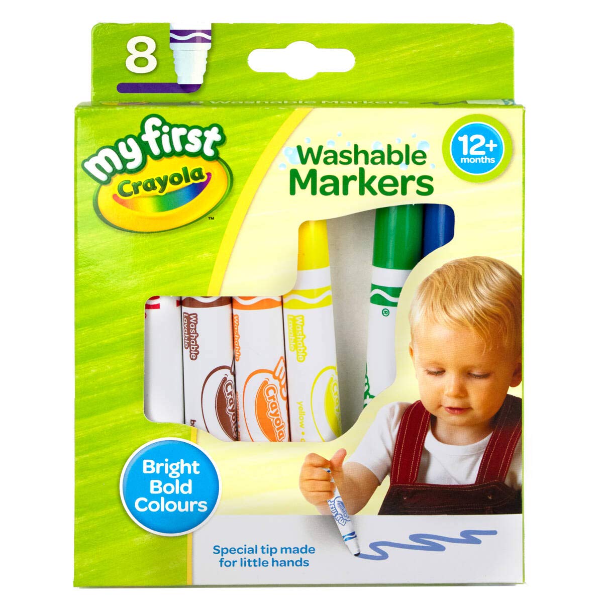 CRAYOLA MyFirst Washable Markers - Assorted Colours (Pack of 8)   Easy-Grip Markers Ideal for Toddlers Hands   Ideal for Kids Aged 12and Months