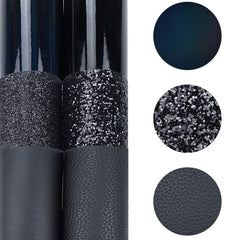 6 Pieces/Set 8x12 Inch (21cm x 30cm) A4 Bundle Leather Sheets Mixed Black Series Holographic Sparkle Fine Chunky Glitter Litchi Faux Leather Fabric for Bow Earring Making DIY Craft