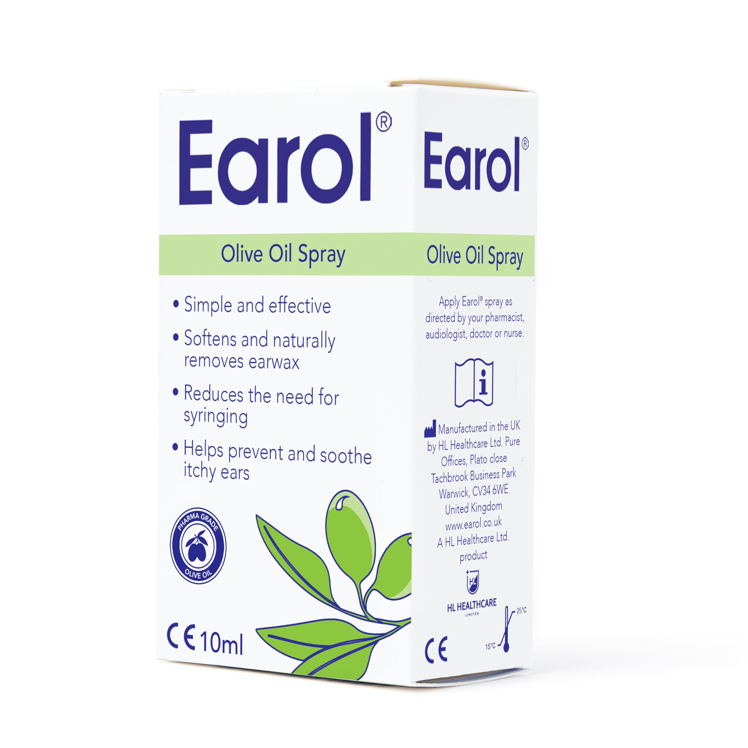 Earol   Olive Oil Ear Wax Removal Spray   Clinically Proven   Reduces Need for Syringing   Metered Dose   3 Pack of 10ml Oil Spray Bottle, 10ml (Pack of 3)