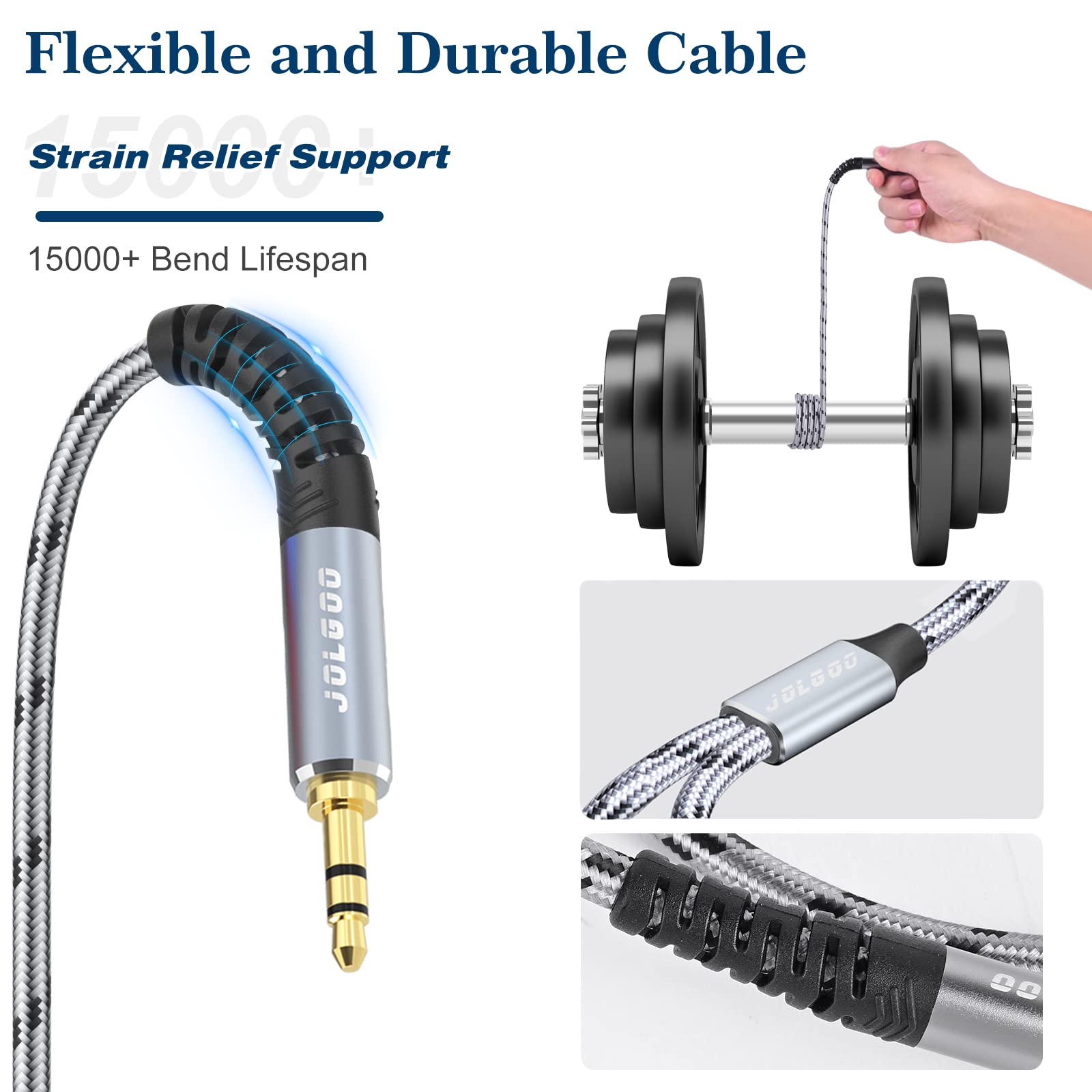 JOLGOO 3.5 mm TRS to Dual XLR Male Pro Stereo Breakout Cable, 1/8 inches TRS Stereo to 2 XLR Male Y Splitter Patch Microphone Cable, 4.5 Meters