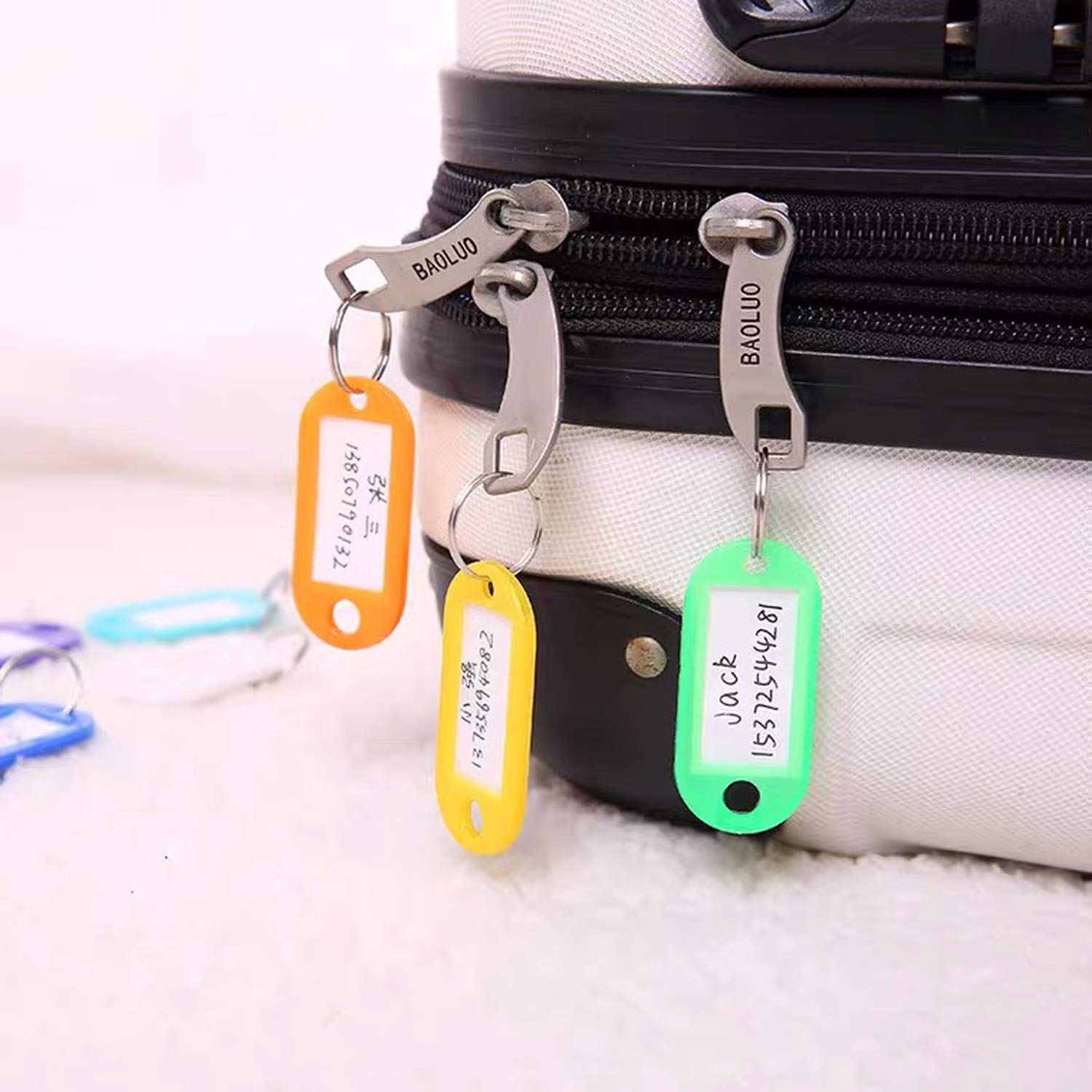 Key Tags, Pack of 10 Key Tags with Labels Key Fobs ID Plastic Key Tags Key Labels with Split Rings for Luggage Pet Name Memory Stick Tags-10 Colors