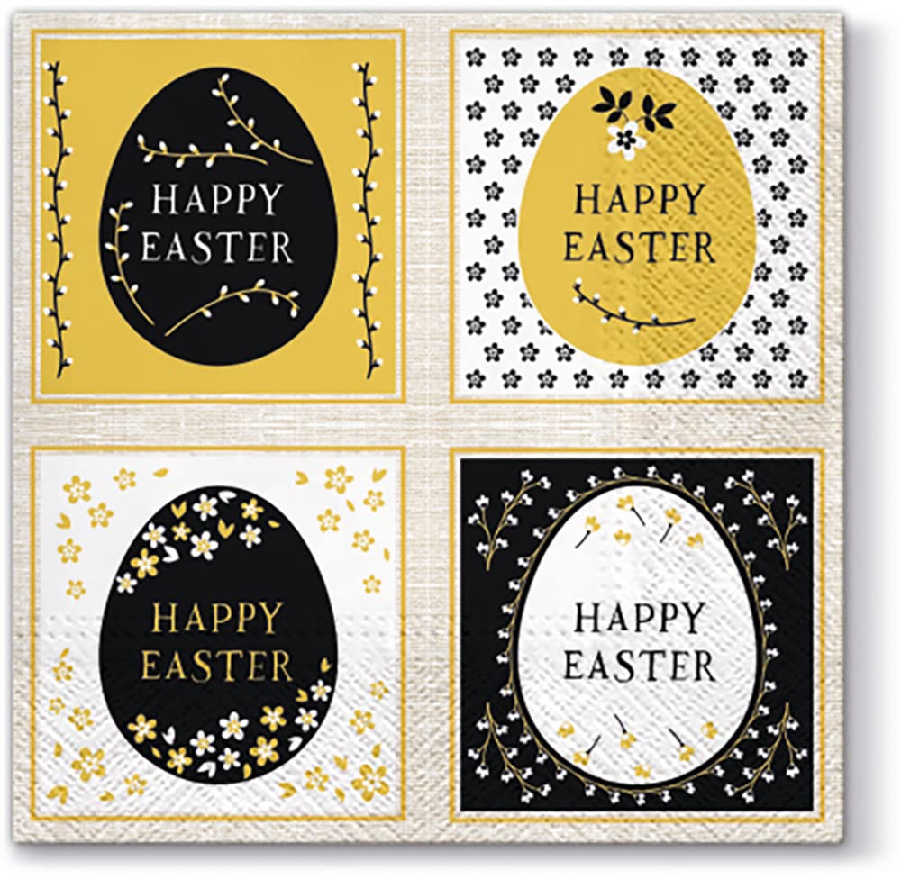 Easter Paper Napkins Quality Decorative Serviettes 33cm x 33cm (Pack of 20) (Patchwork Eggs)