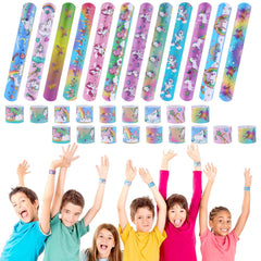 24Pcs Slap Bands, Unicorn Wristband Animal Slap Bracelets for Party Bags Fillers, Kid's Party Favors Slap Wrist Bands for Kids Boys Girls, for Birthday Christmas Party Favours - Unicorn