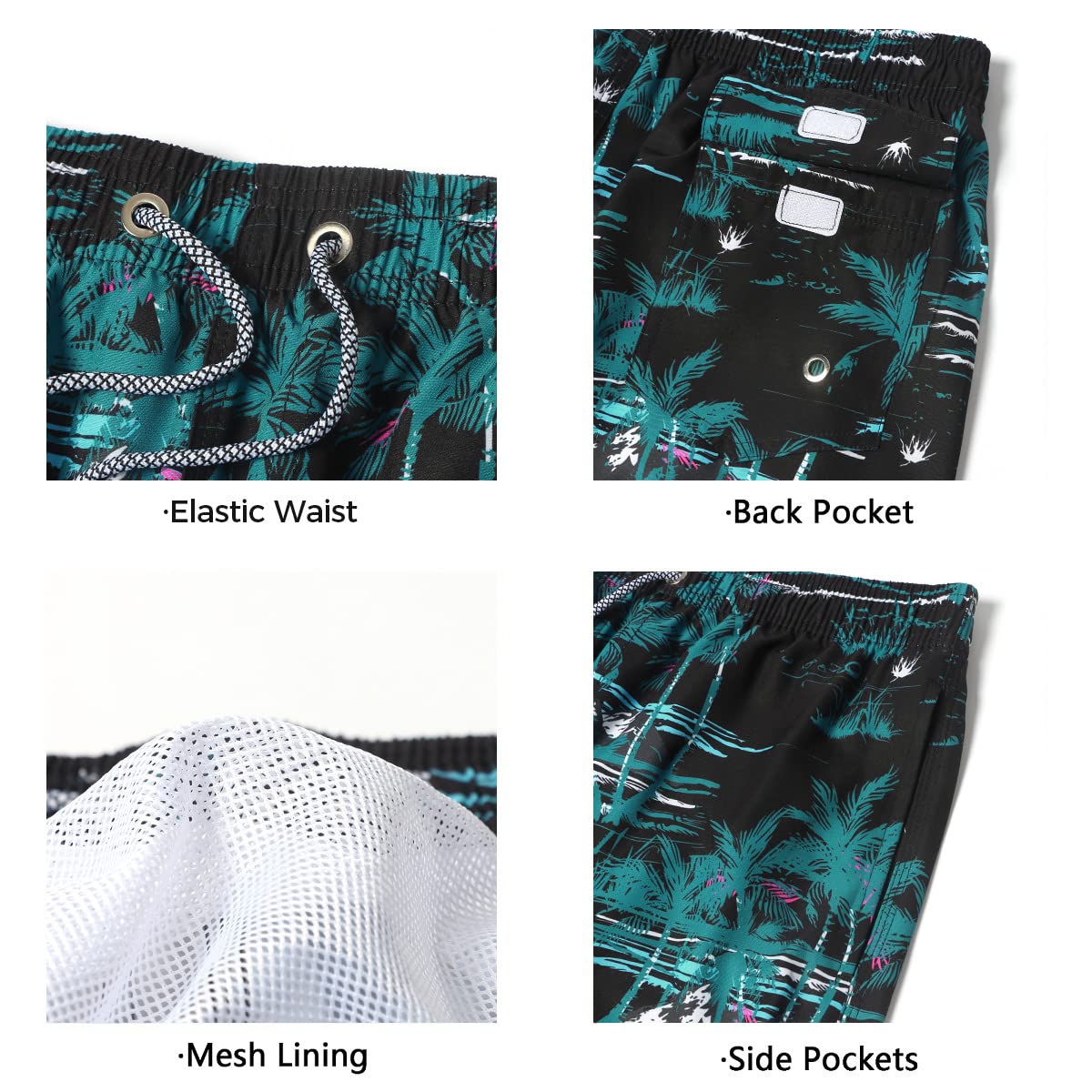 iCKER Mens Swim Shorts Swimming Trunks 3D Print Beach Shorts Boardshorts for Summer