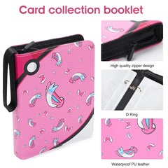 Trading Card Binder 4 Pocket, Trading Card Albums Waterproof,Premium Cards Binder with Removable Sleeves PU Leather Card Folder Holder Card Book for Cards, Card Collector Ablum