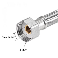 sourcing map Faucet Supply Line Connector G1/2 Female x G1/2 Male 20 Inch Length 304 Stainless Steel Hose 2Pcs