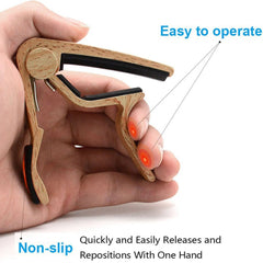 WINGO Guitar Capo for 6-String Acoustic Electric Steel Guitars with 5 Picks-Naturalwood Color