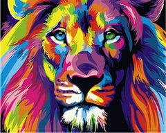 Komking Paint by Numbers for Adults Kids, Paint by Numbers Animals Painting Kit for Art Crafts Kits Gift, Colorful Lion 16x20inch Without Frame