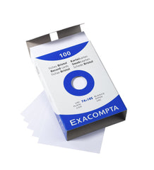 Exacompta - Ref 13300B - Bristol Record Card (Pack of 100) - A7 in Size, 205gsm Card, Compatible with Printers - Suitable for Exam Revision & Notes - White