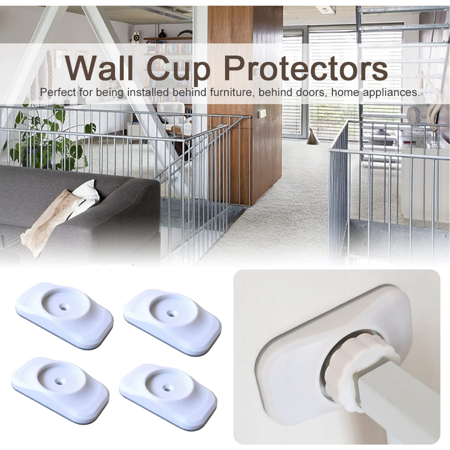 4 Pcs Safety Baby Gate Wall Protector Stair Gate Extension Wall Saver for Baby, Pet, Stair, Door, Wall Surface Safety