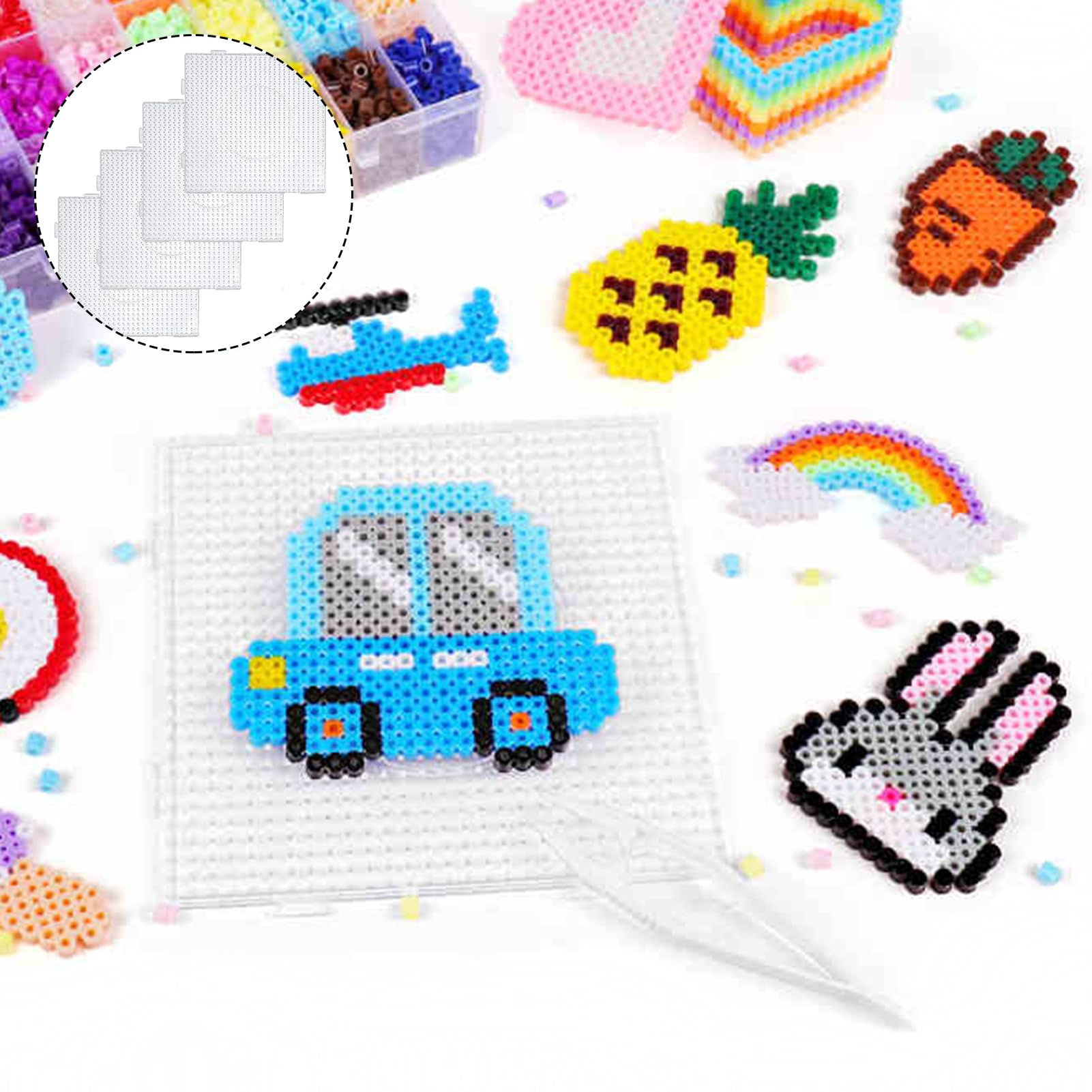 4PCS 5mm Hama Beads Plastic Bead Boards Hama Beads Pegboard Ideal for DIY Handmade Products for Children