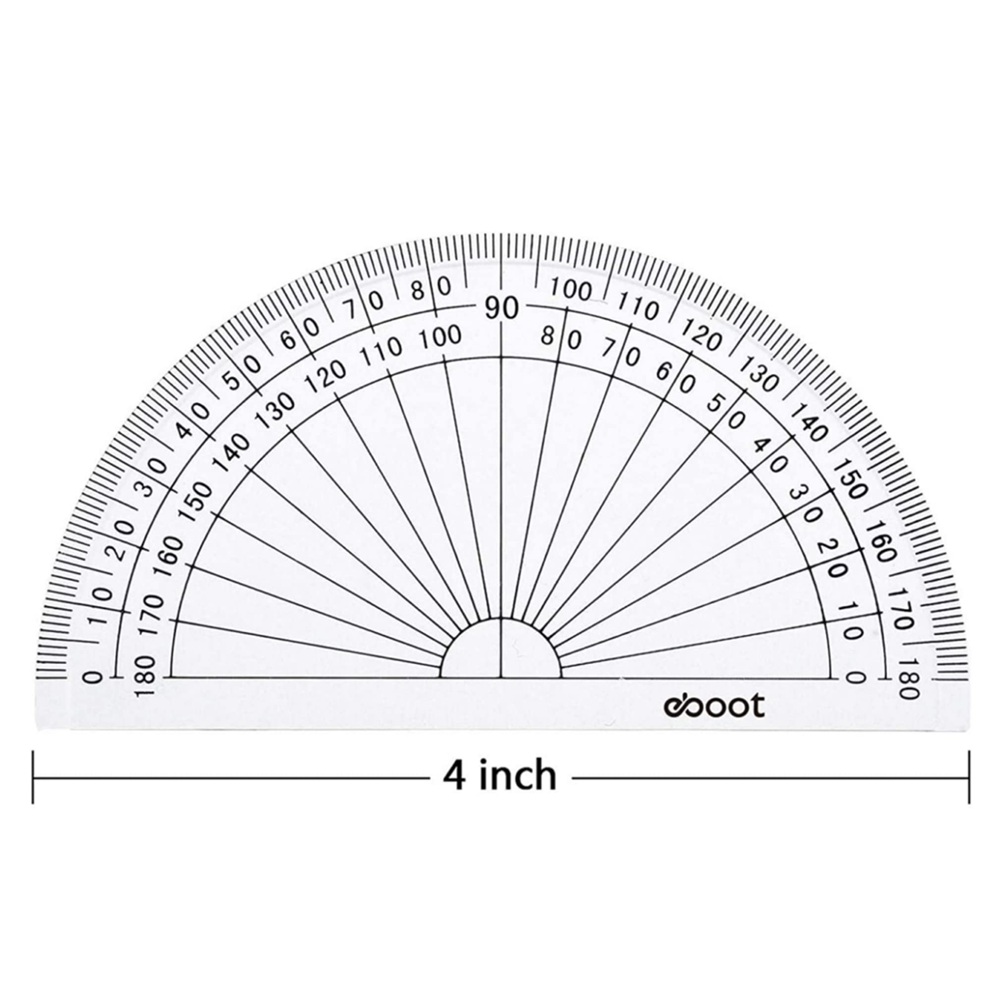 eBoot Plastic Protractor Protractor 180 Degrees, 4 Inch and 6 Inch, Clear, 2 Pieces