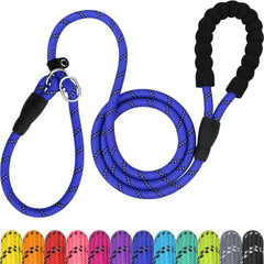 TagME Slip Rope Dog Lead for Puppy,1.8m Reflective Slip Leads with Soft Padded Handle, 12 Colors Slip-On Nylon Leash for Training/Walking, Navy Blue