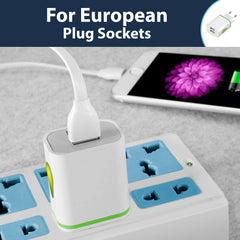 Pipestation European USB Plug Adapter - European USB Charger Plug with 2 USB Ports - European Plug Adapter - Continental EU Travel Adapter - EU USB Plug Adaptor for Greece Turkey France Spain Italy