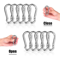 10 x Snap Hooks, LISOPO Carabiner Hooks M4 Heavy Duty 304 Stainless Steel, Small Carabiner Snap Hooks Keychain Clips for Outdoor, Camping, Hiking, Hooks for lifting aids and handles with an eyelet…