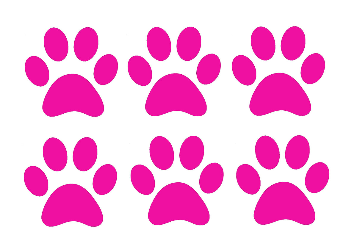 Pack of 6 Cat Dog Animal Paw Cute Stickers - Sticker Pack - Laptop Stickers - Water Bottle Stickers - Wall Decal - Gifts for Cat Lovers - Cat Gifts for Women (Pink, 12cm x 12cm)