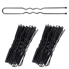 100 Pieces Black Hair Pins Bobby Pins, 6CM U shape Hair Bun Pins Clips, Wavy Design Hair Grips for Women Hair Styling