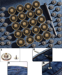 (20 Sets 17mm) Removable Buttons for Jeans Button Replacement Snap Buttons Adjustable Jeans Buttons Replacement Jean Pins for Jean Adjustable Button for Jeans Pants Button Adjuster for Jeans