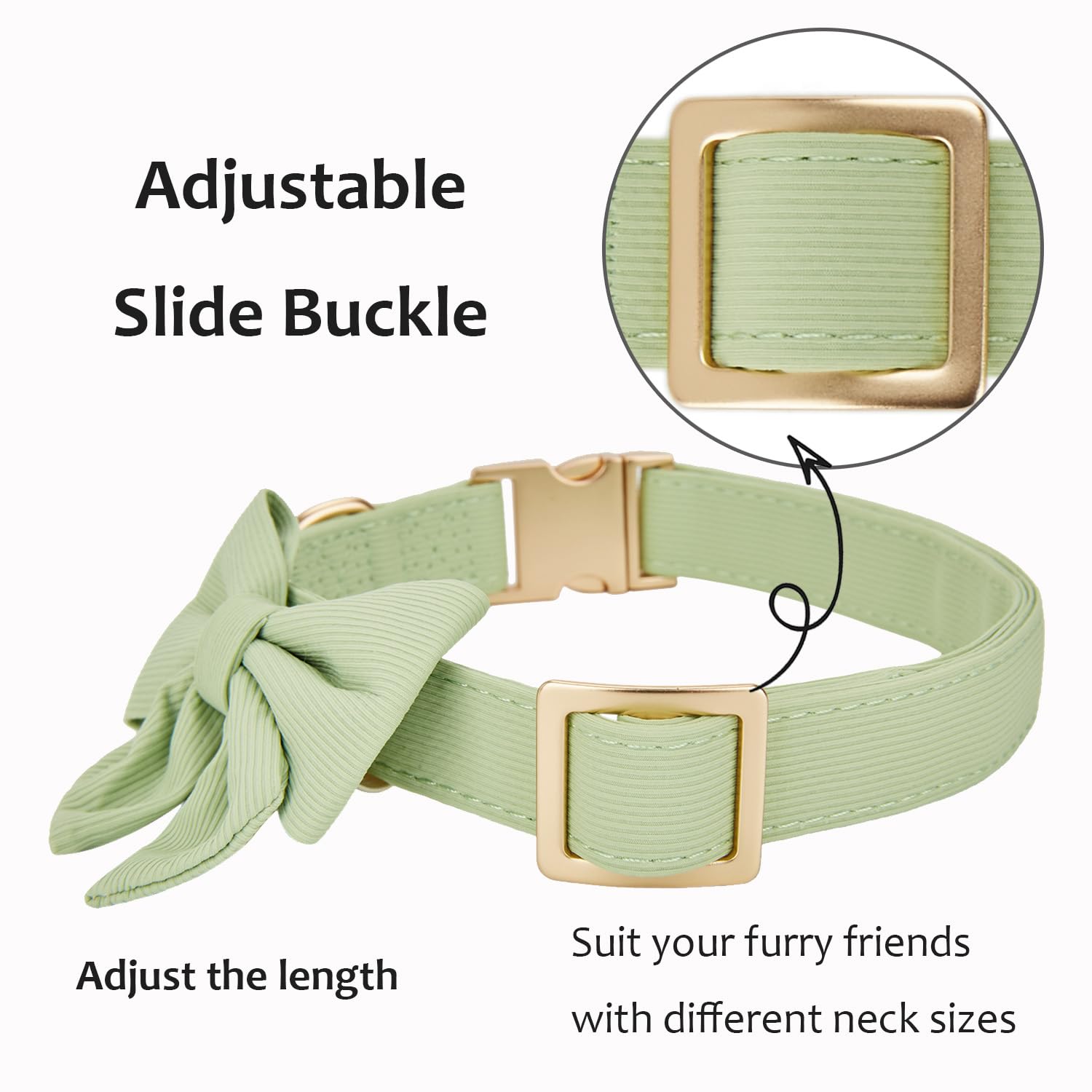 YUDOTE Bowtie Dog Collar Small Soft Lightweight Blended Fabrics Made for Active Boy or Girl Dogs Daily Use or Dress-up in Wedding,Party and more,Laurel Green