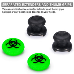 Playrealm FPS Thumbstick Extender & 3D Texture Rubber Silicone Grip Cover 2 Sets for Xbox Series X/S & Xbox One Controller (BioH Green)