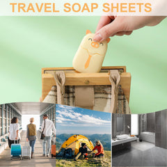 Travel Soap Sheets Portable Soap Flakes Box Backpacking Essentials Disposable Travel Wash Hand Foaming Soap On The Go Camping Accessories Hiking Eco Friendly Cleaning Products Cute Pig