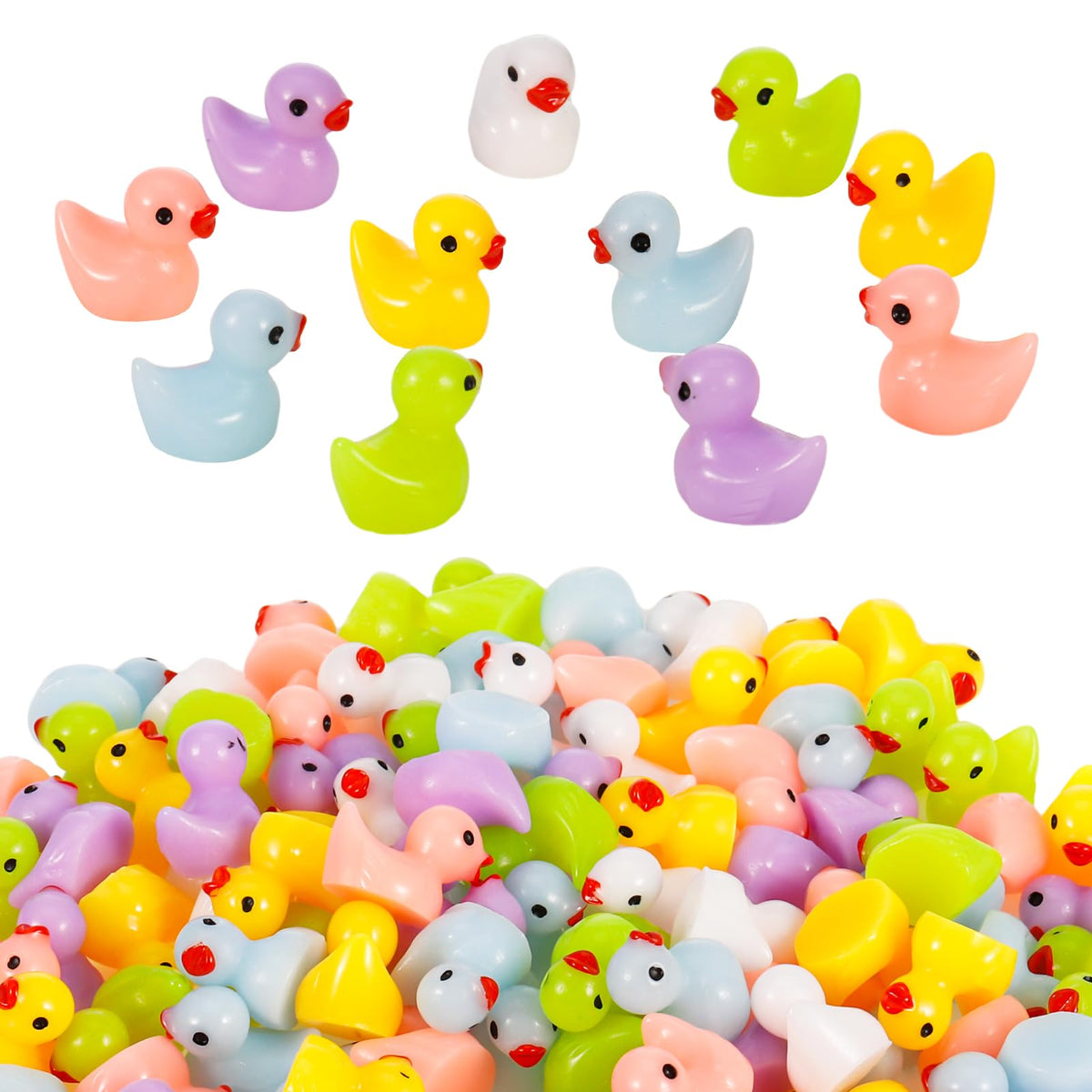 Heyu-Lotus 120 Pcs Mini Resin Ducks,Tiny Ducks Miniature Figures,Realistic Ducklings for Micro Fairy Garden Landscapes,Prank Game,Aquariums,Dollhouse Ornament,Christmas Birthday Party(6 Colors)