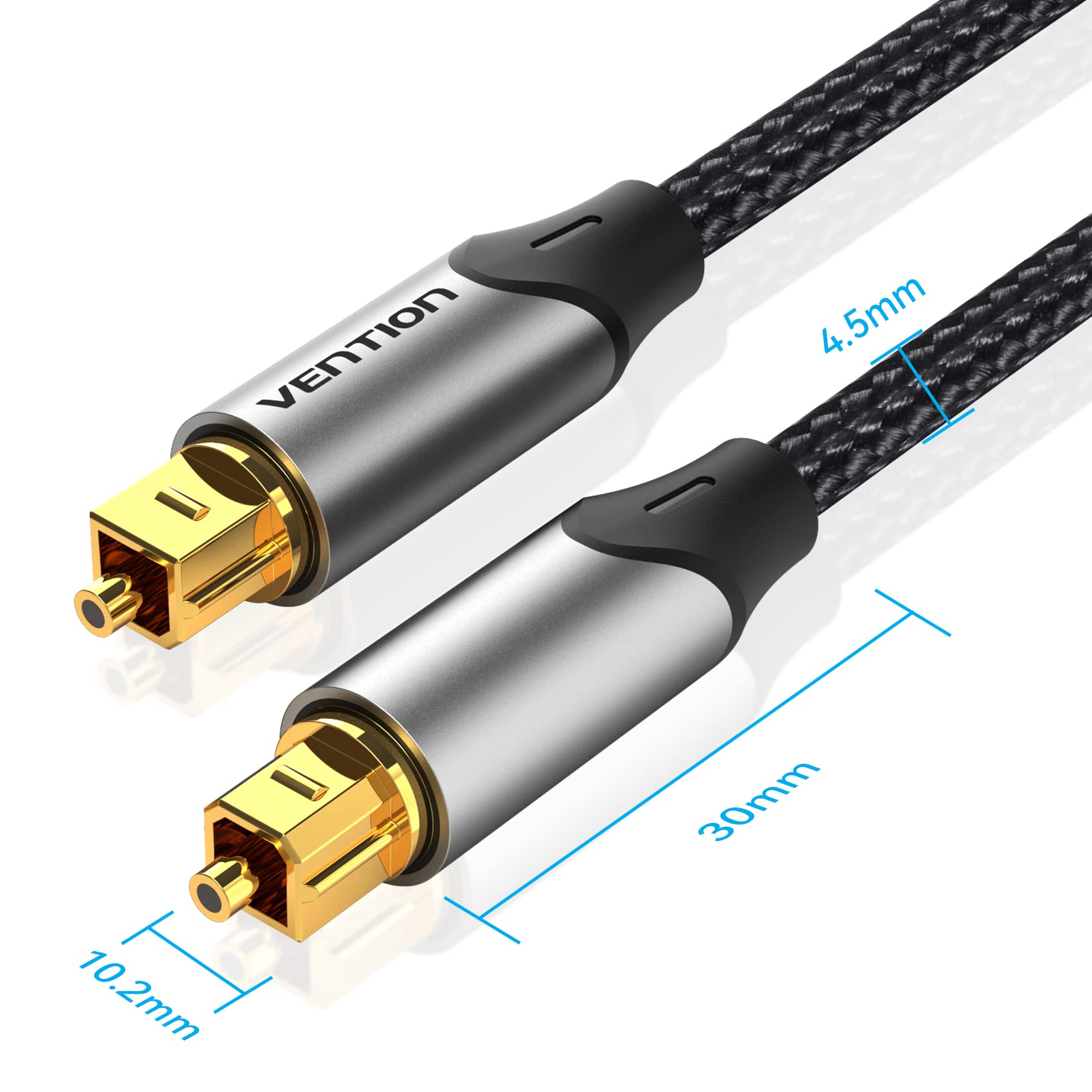 VENTION Optical Audio Cable 1m Digital Optical Audio Cable Toslink Optical Cable for Soundbar to Tv, Optical Lead Gold-Plated for Home Cinema, S/PDIF, PS4, Xbox, Stereo System