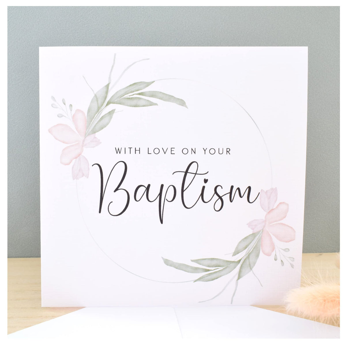 With Love On Your Baptism Card   Congratulations Greeting Card   Naming Day   Watercolour Texture   148mm Square