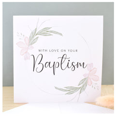 With Love On Your Baptism Card   Congratulations Greeting Card   Naming Day   Watercolour Texture   148mm Square