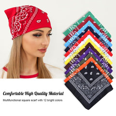 Aomig Bandana Head Scarf for Men and Women, 12 Pack Stylish Cowboy Headbands Handkerchief, Multi-purpose Hair Scarf Paisley Print Unisex Headwraps, Bib Party Face Covering Headwear for Motorcycling…