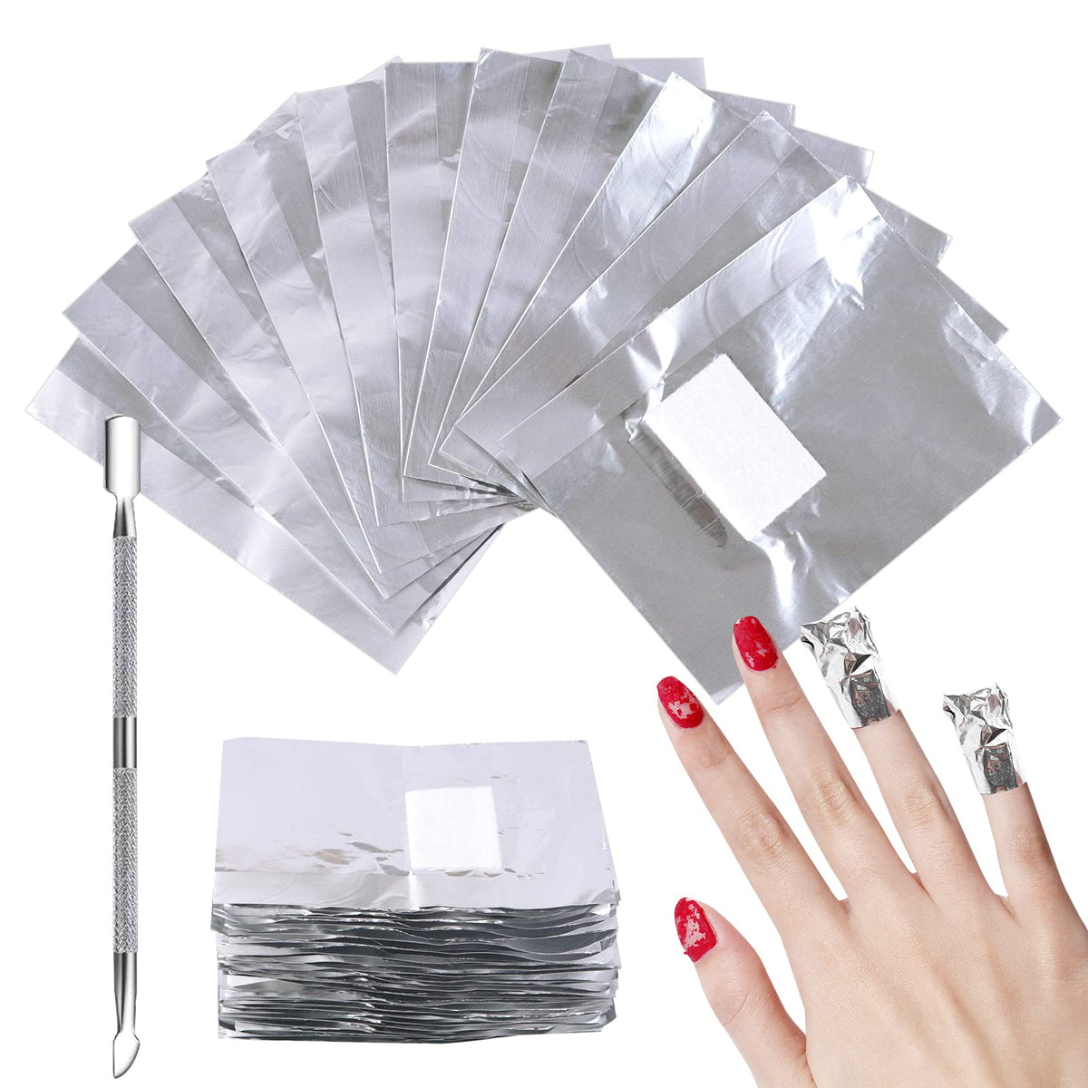 Sularpek Foil Nail Wraps, 200 Pcs Gel Nail Remover Wraps With 1pcs Cuticle Pusher, Nail Foils For Gel Nails For Fast & Gentle Soak Off Gel Polish Removing