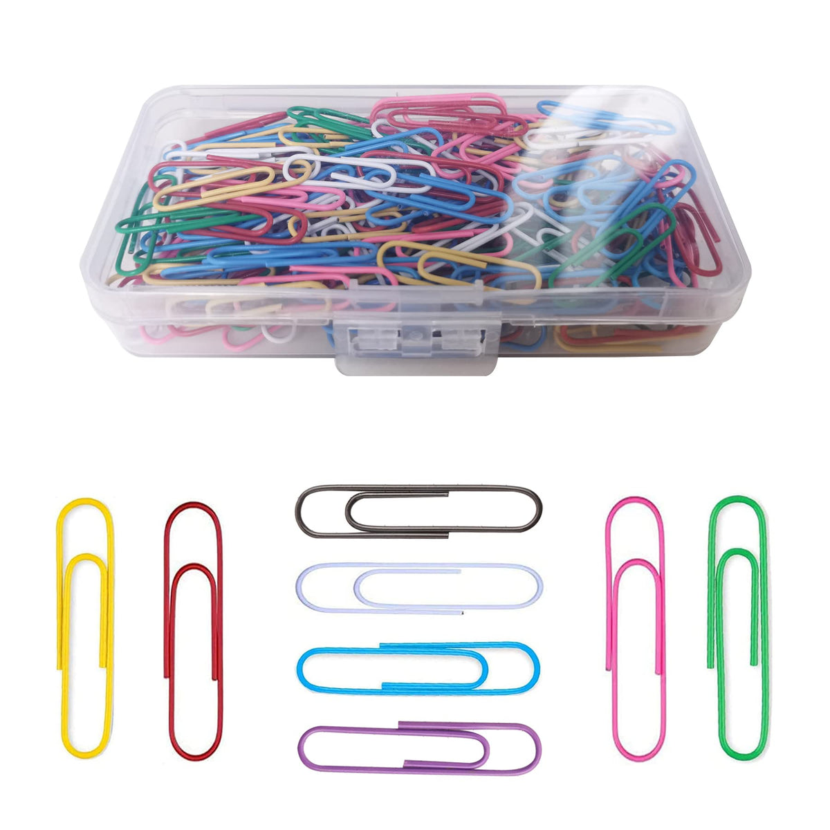 Medium Paper Clips 150 Count 33mm PVC Coated Paperclips for Office School Home Paperwork Crafts Arts DIY (Multicolour)