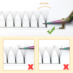 Pre Made Fan Eyelash Extensions 6D-0.07C-9mm Long Stem Premade Fans Eyelash Extension 0.07 0.10 C/D Curl Pre Made Russian Lashes Premade Russian Volume Lashes (6D-0.07C,9mm)