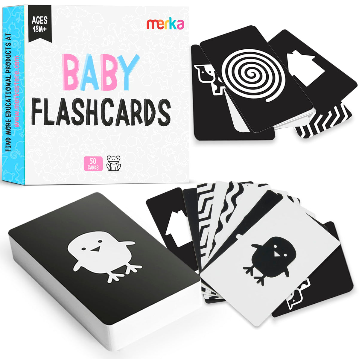 merka Newborn Toys Black And White Baby Toys High Contrast Baby Toys For Newborn Set of 50 Flash For Visual Stimulation And Brain/Sensory Development