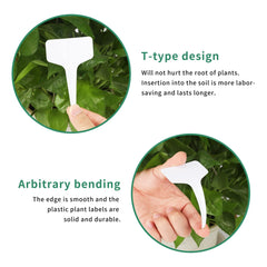 KINGLAKE Plant Labels and Pen for Outdoor Plants, 200Pcs Plant Markers Labels Plastic White Garden Plant Tags for Seed Herb Potted Plant Seedling Vegetables Flower, T-Type, 6x10cm