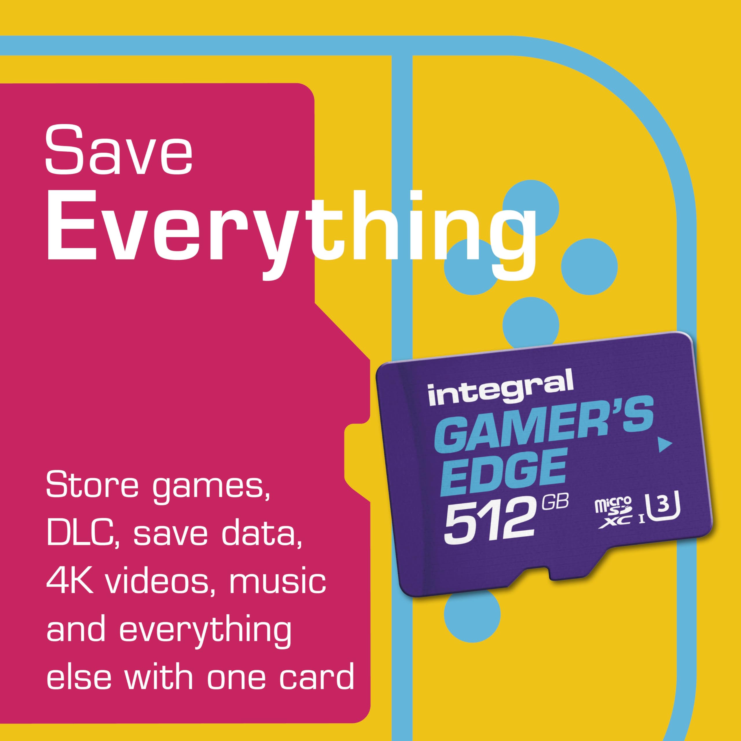 Integral 512GB Gamer's Edge Micro SD Card The Valve Steam Deck And Nintendo Switch, Switch Lite & Switch OLED - Load & Save Games Fast, Store Games, DLC & Save Data, Built To Give You The Edge