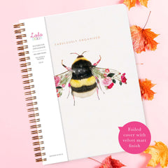 Lola Design - Wildlife Botanical Spiral Notebook - Planners & Organisers - Cute Stationery - Bumble Bee Notebook 255x205mm