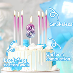 Happy 37th Birthday Number Candles Set, Colorful 37 Candle with Purple Blue Long Candles for Cake, Birthday Cake Candles Topper for Boy Girls Men Women Birthday Party Decorations Wedding Anniversary