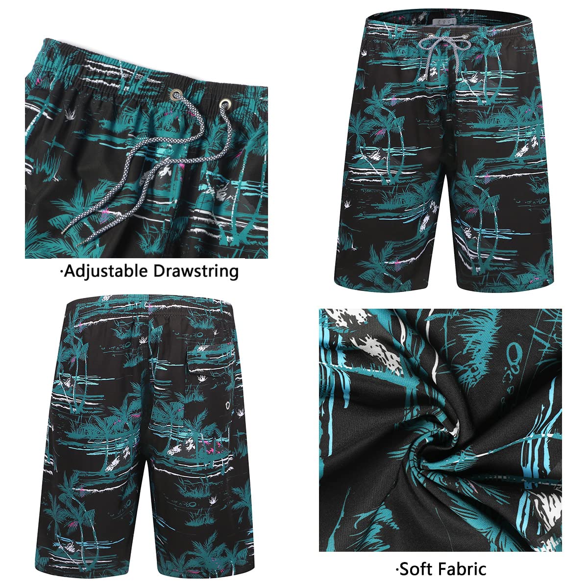 iCKER Mens Swim Shorts Swimming Trunks 3D Print Beach Shorts Boardshorts for Summer