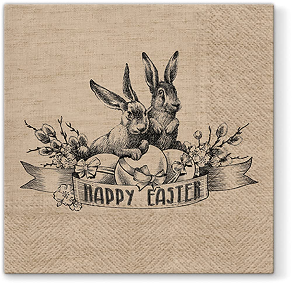 Vintage Easter Paper Napkins Quality Decorative Serviettes 3ply 33cm x 33cm (Pack of 20)