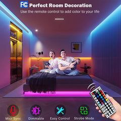 Keepsmile Led Strip Lights 10M Bluetooth Smart App Control Music Sync Color Changing RGB Led Light Strips with Remote,Flexible Led Lights for Bedroom,Party,Birthday and Home Decor