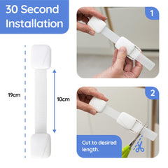 BABYGO® Child Safety Straps 8X Premium Baby Proofing Door & Cupboard Locks   30 Second Install   No DIY   Smart Unlock - White