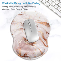ITNRSIIET Ergonomic Mouse Pad with Gel Wrist Rest Support, Gaming Mouse Pad with Lycra Cloth, Non-Slip PU Base for Computer, Laptop, Home, Office & Travel, Rose Gold Marbling