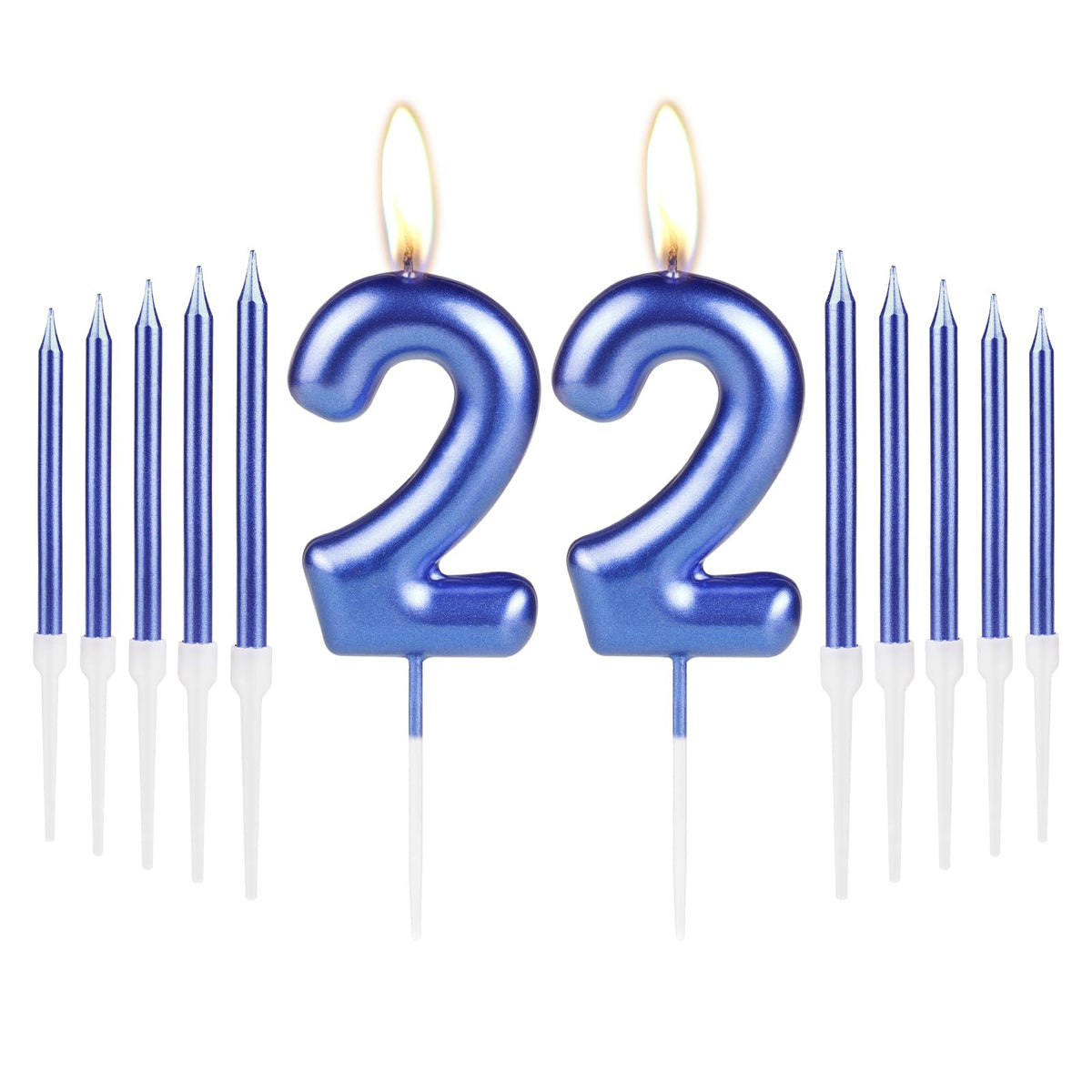 Royal Blue Happy 22th Birthday Candles Set, Blue Number 22 Candle, Blue Birthday Candles for Cake, Party Cake Candles Cake Toppers for Girl Boy Women Men 22th Birthday Decorations Wedding Anniversary